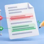 삭제 표시와 새로 추가된 내용 패널을 대비한 일러스트