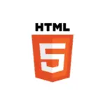 Logo HTML5 orange sur fond blanc
