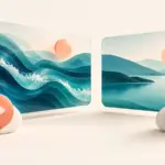 움직임을 나타내는 영상 패널과 정적인 대체 배경을 나란히 놓은 문자 없는 그림